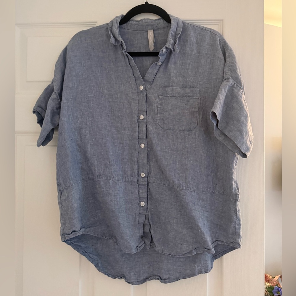 Athleta Women's Casual Button Down Shirt - Light Blue
